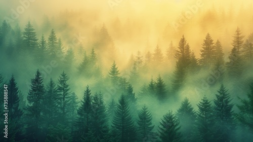 Forest Landscape with Gradient Foliage