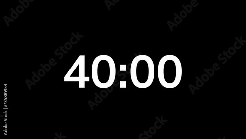45 second countdown timer animation on black background photo