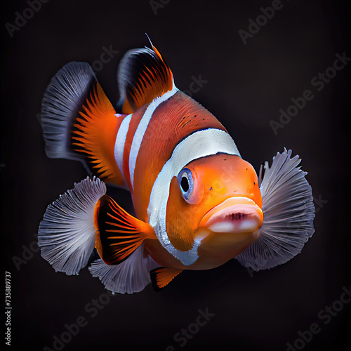 Vibrant Clownfish Portrait with Artistic Studio Lighting