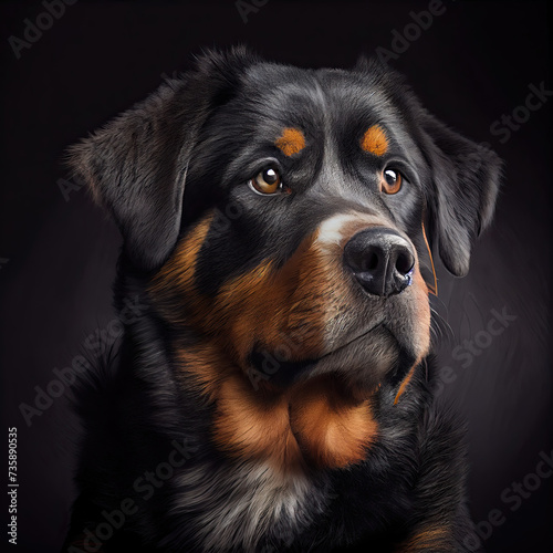Expressive Rottsky Dog Portrait in Professional Studio