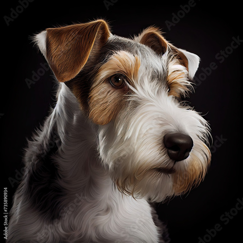 Elegant Wire Fox Terrier Portrait with Dark Background