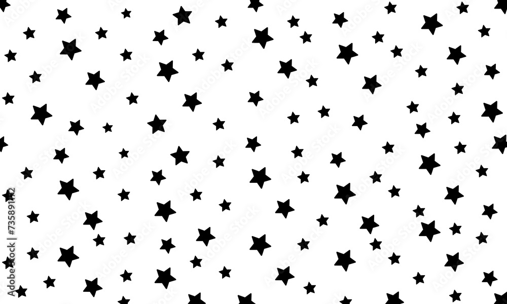 Black stars vector background. Random stars texture. Vintage wallpaper. Vector 10 Eps.