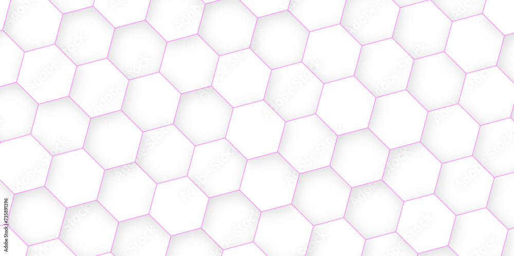 Fototapeta premium seamless hexagon pattern. white hexagon shapes. white, pink pattern background