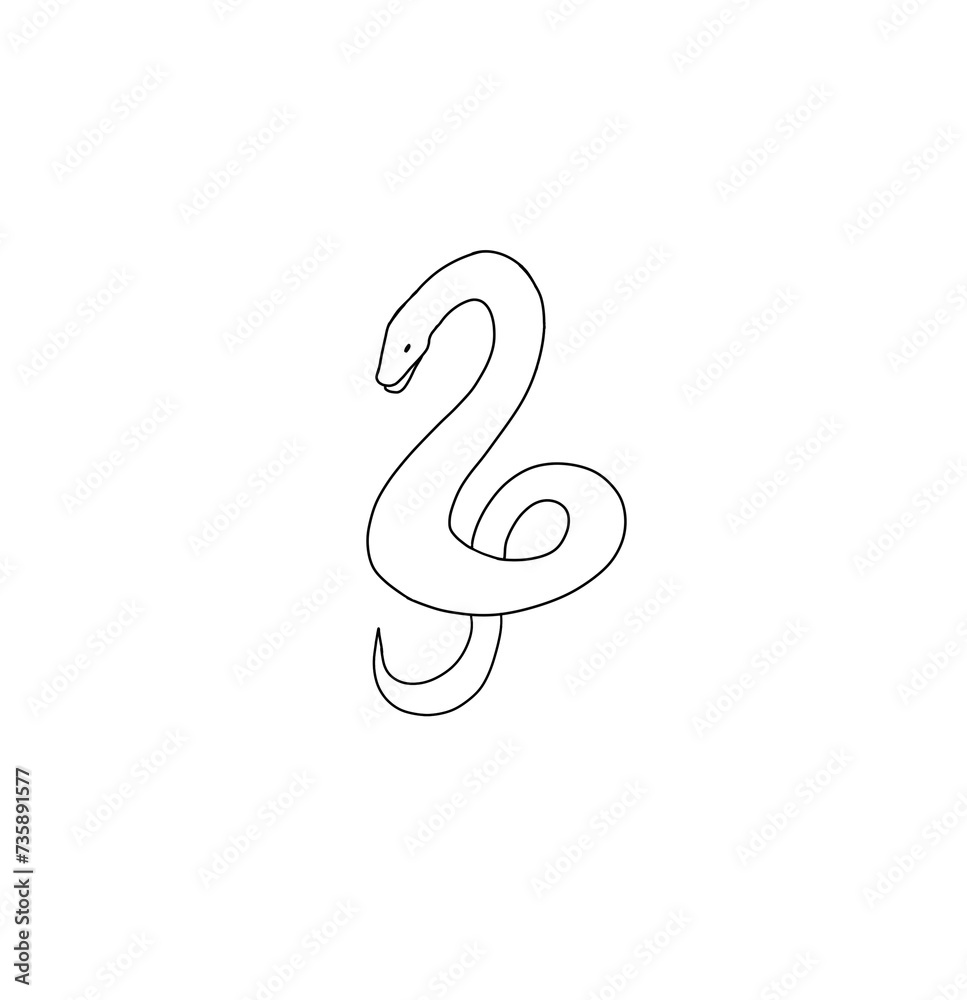 Obraz premium Snake logo illustration cartoon style, creature animal