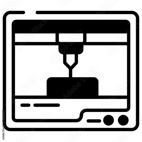 3d Printer glyph and line vector illustration
