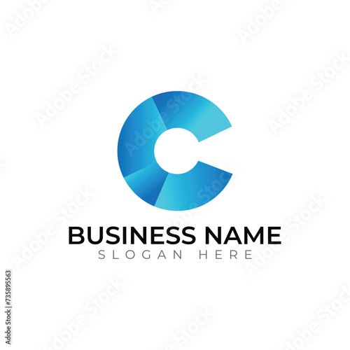 c abstract gradient vector logo design