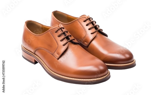 A Pair of Brown Shoes. Two brown shoes placed side by side on a plain Transparent background.