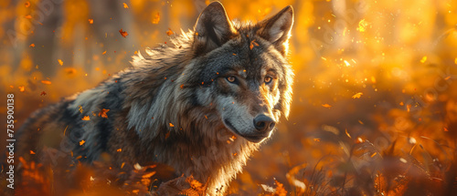 Eins mit der Natur: Wolf im Sonnenuntergang