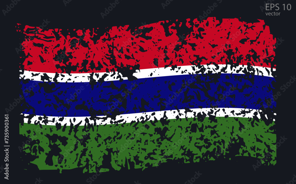 Vector flag of Gambia. Vector illustration with cracks and abrasions. Vector flag of Gambia. Vector illustration with cracks and abrasions.