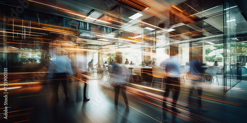 Image of the movement of businessmen and office workers in the office area. AI generate.