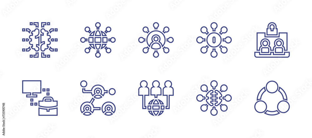 Connect line icon set. Editable stroke. Vector illustration. Containing connection, connections.