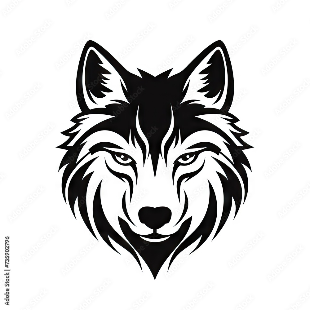 Fototapeta premium Wolf Head Icon, Jackal Symbol, Coyote Silhouette, Wild Dog Head Symbol, Zoo Logo, Minimal Wolf Portrait