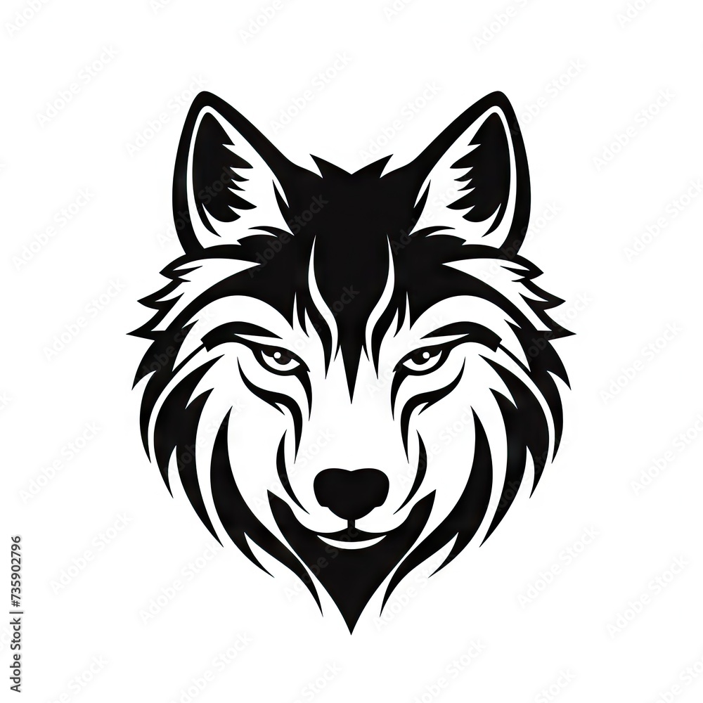 Wolf Head Icon, Jackal Symbol, Coyote Silhouette, Wild Dog Head Symbol, Zoo Logo, Minimal Wolf Portrait