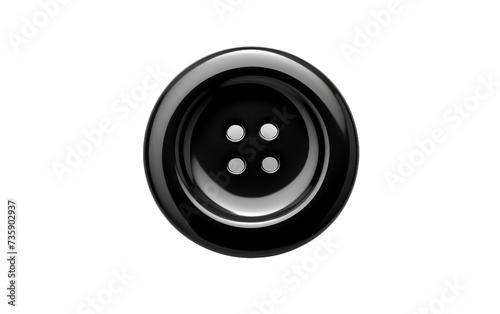 Black and White Button. A photograph showcasing a single black and white button placed on a plain Transparent background.