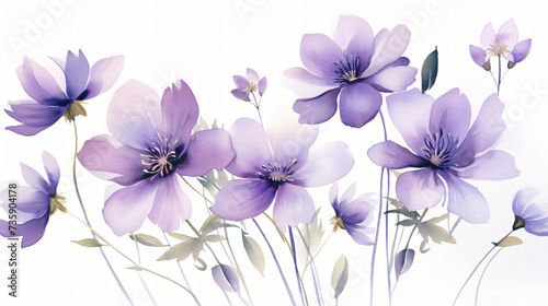 A watercolor painting of purple flowers