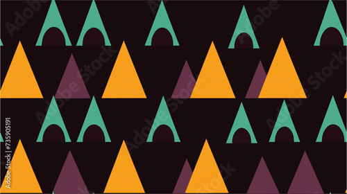 African triangle seamless pattern. Geometric background. Colorful geometric seamless pattern in retro 80's style. Modern artistic hand drawn abstract vector wallpaper.