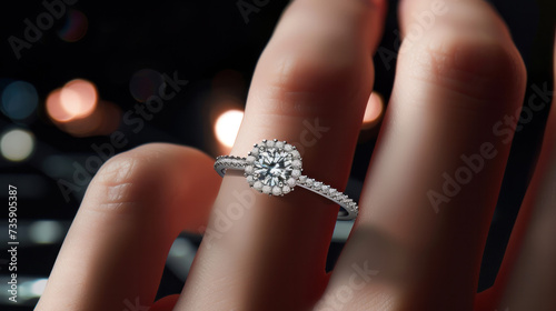Womans Hand Adorned With Elegant Diamond Engagement Ring