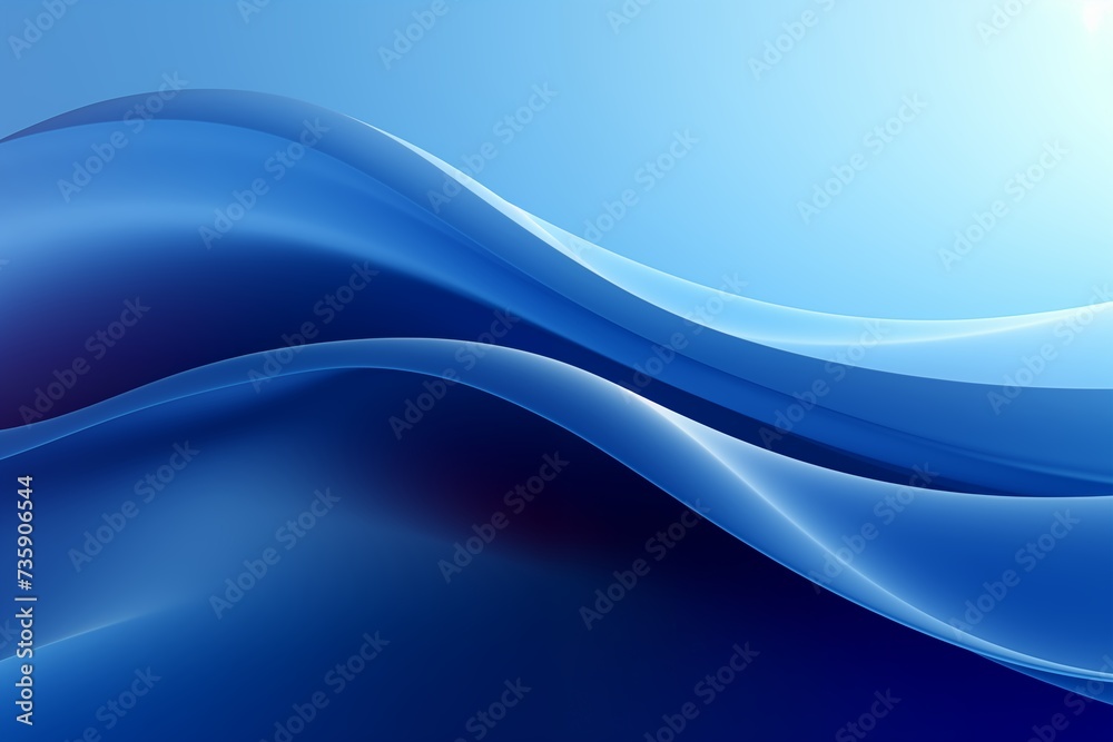 Obraz premium Blue wave gradient color background. Blue curve banner design.