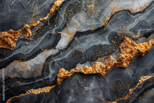 Close Up of Black and Gold Marble