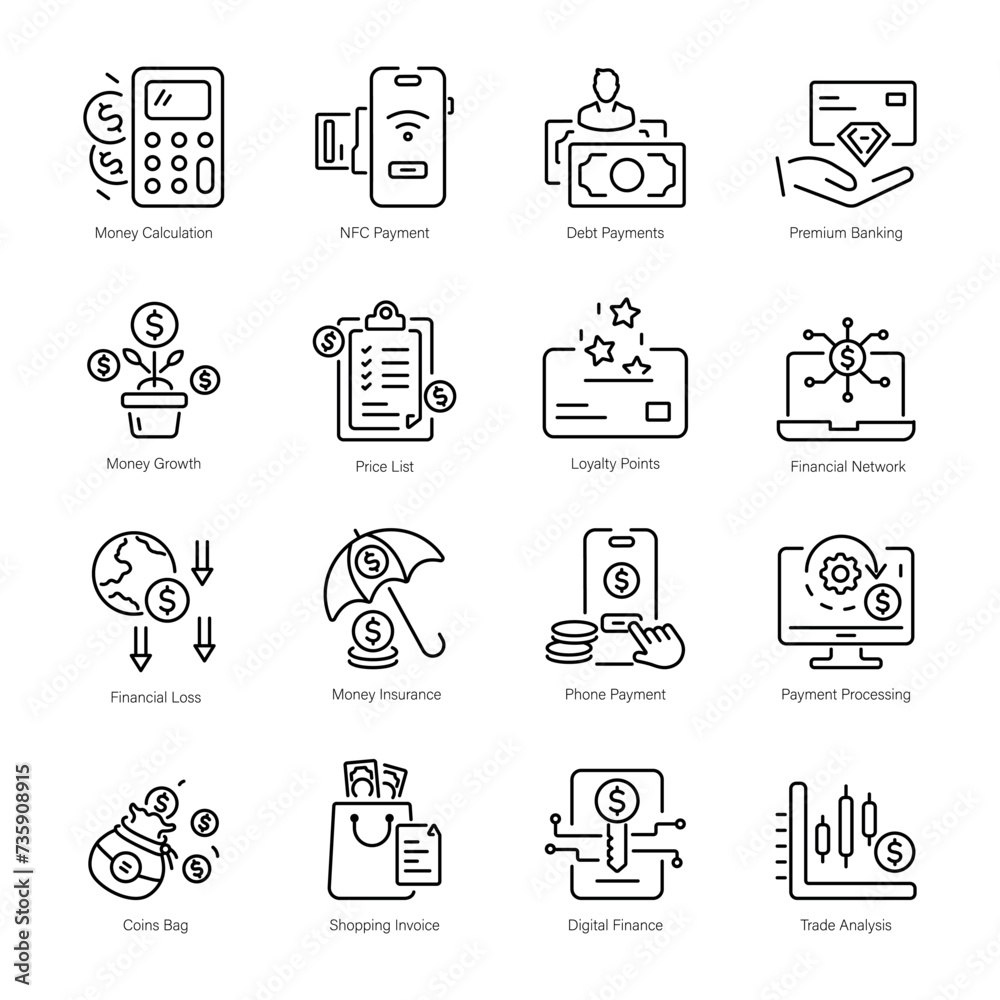 Handy Linear Icons Depicting Digital Economy
Handy Linear Icons Depicting Digital Economy
