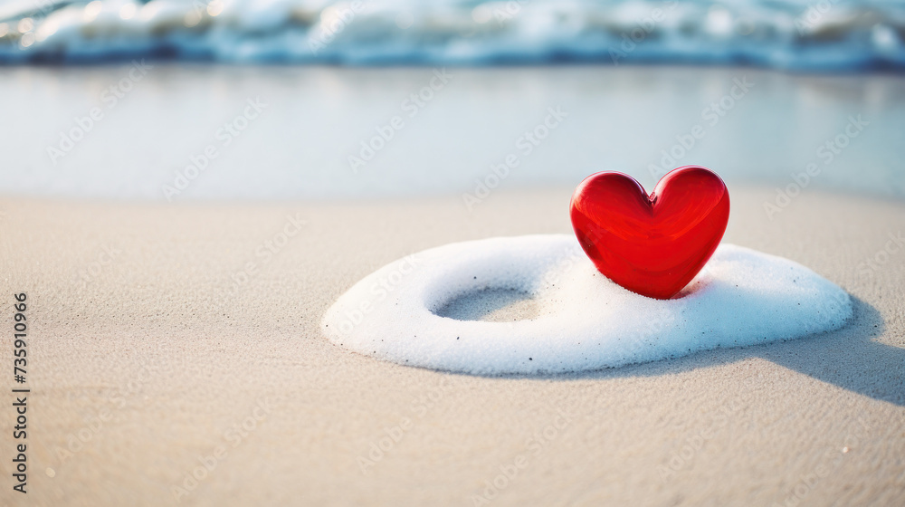 Heart-shaped Object on Sandy Beach Heart-shaped Object on Sandy Beach