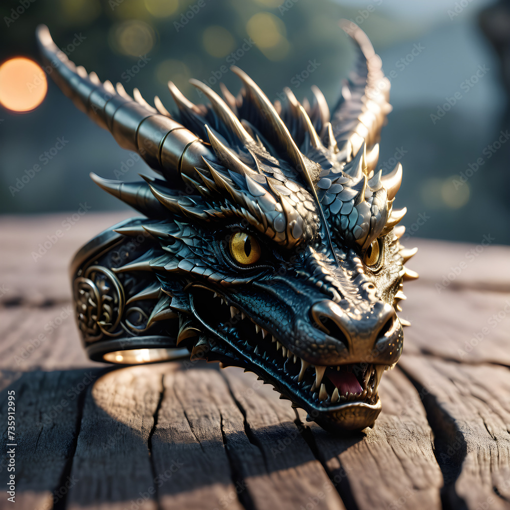 Fototapeta premium ring with dragon head
