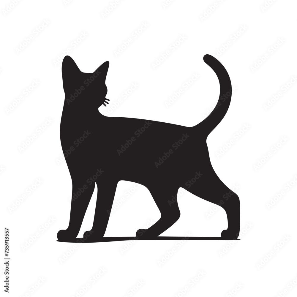 Minimallist Cat Silhouette in striking and elegent design-Minimalist vector cat silhouette