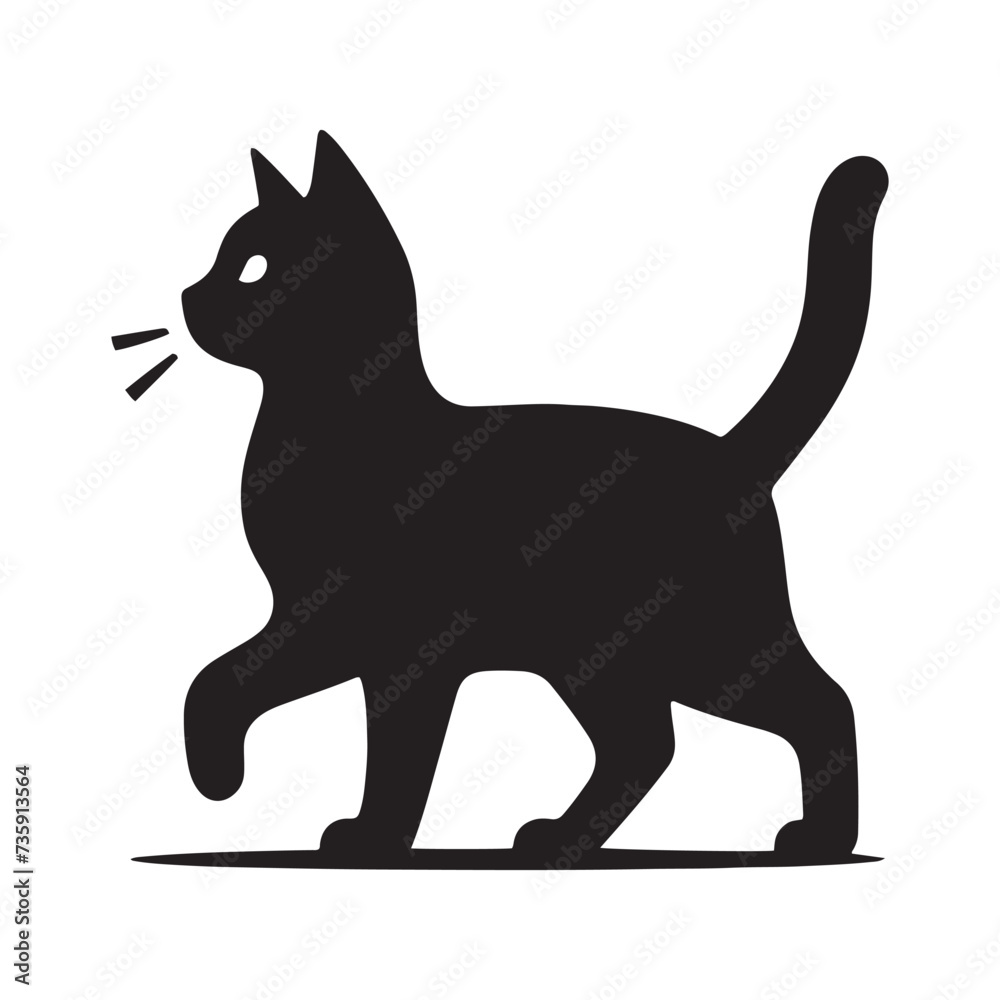 Minimallist Cat Silhouette in striking and elegent design-Minimalist vector cat silhouette