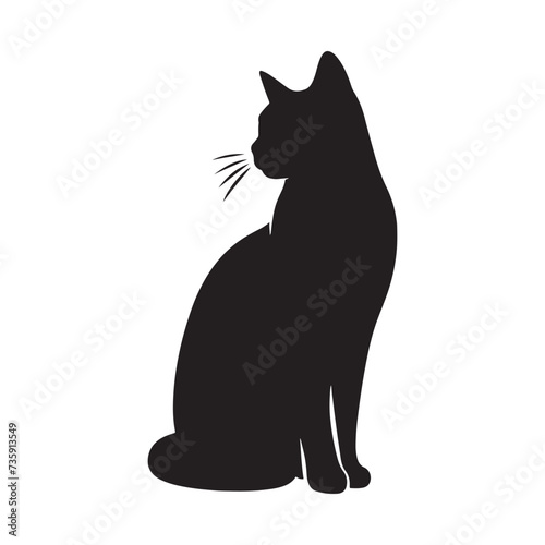 Minimallist Cat Silhouette in striking and elegent design-Minimalist vector cat silhouette