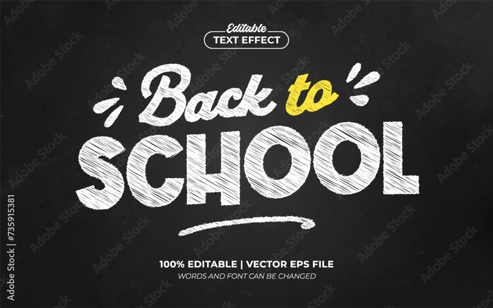 Back To School Chalk On Board Editable Text Effect Template Style Premium Vector