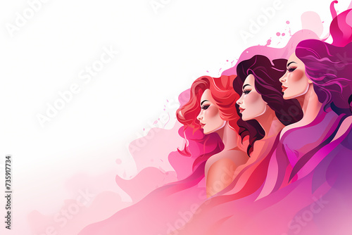 women day special with blank background  diverse women illustration  woman s day colorful 