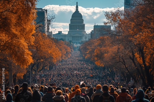A large crowd of protesters gathers outside the Capitol building during a national demonstration. © Joaquin Corbalan