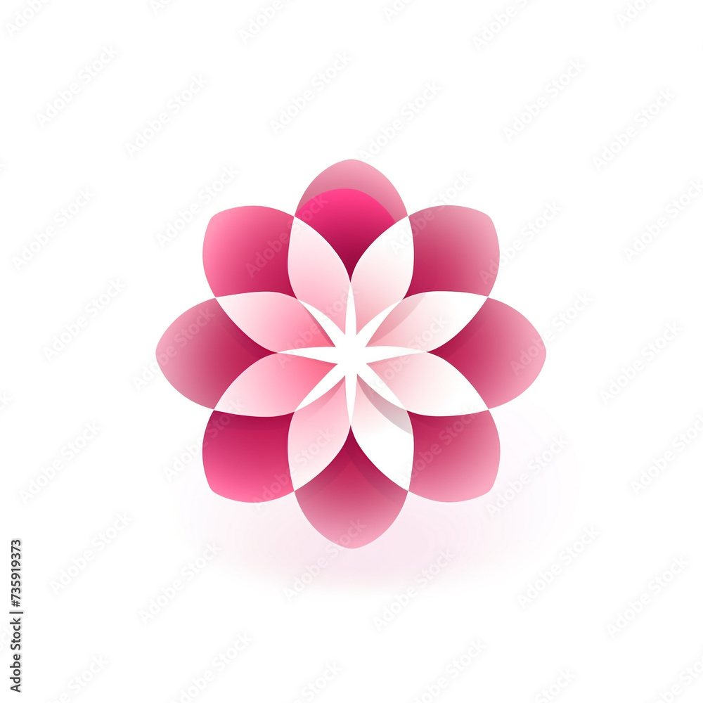 Fototapeta premium abstract flower logo, vector graphic, solid pink color on white background.
