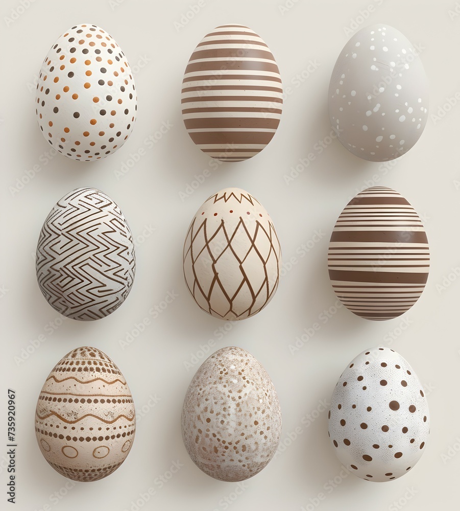 Beautiful Elegant Painted Easter Eggs. Top down View. Minimalistic Simple Aesthetic Design Beautiful Elegant Painted Easter Eggs. Top down View. Minimalistic Simple Aesthetic Design