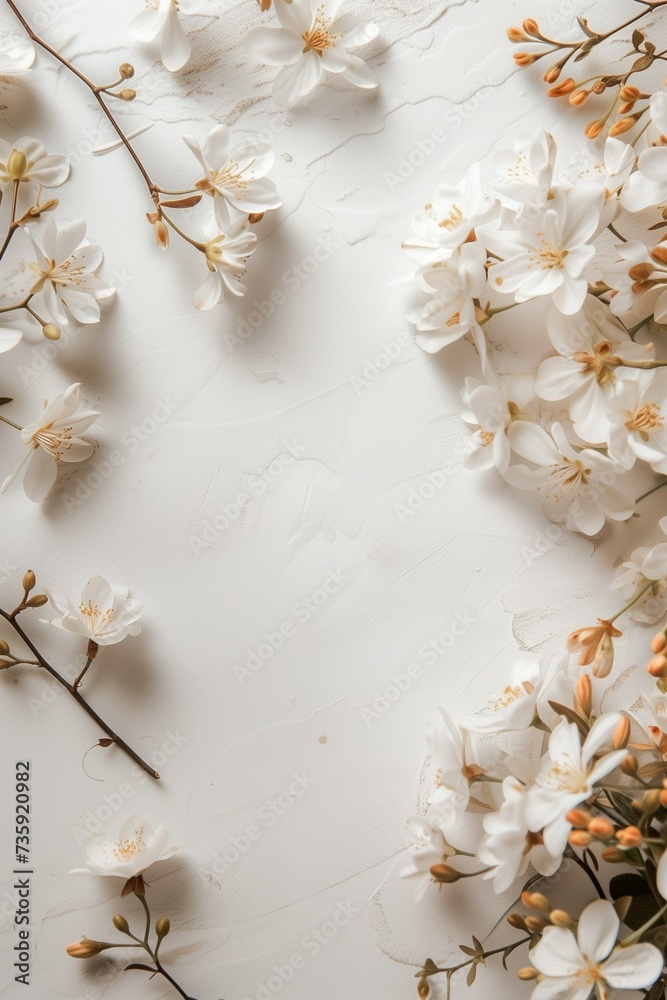 white flowers on white background
