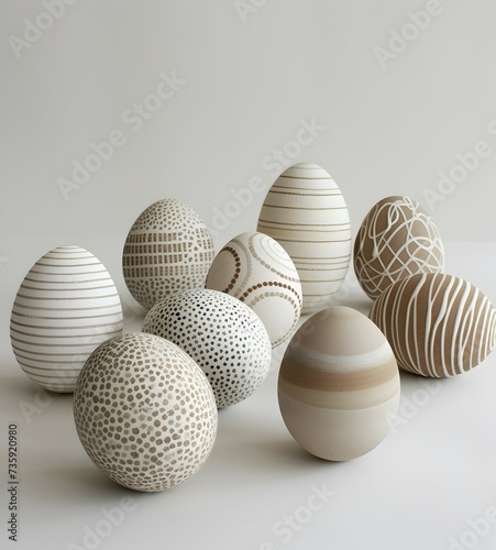Beige and White Easter Eggs. TMinimalistic Simple Aesthetic Design