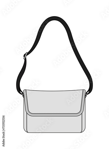 Shoulder bag vector template illustration