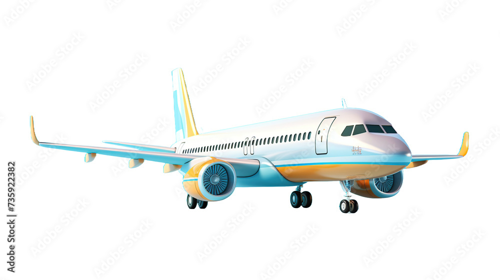 commercial airplane isolated on transparent background