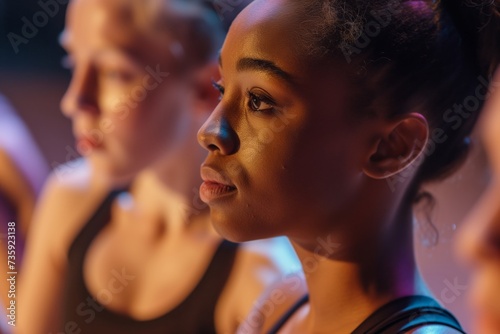 closeup of dancers expression of focus during a difficult routine