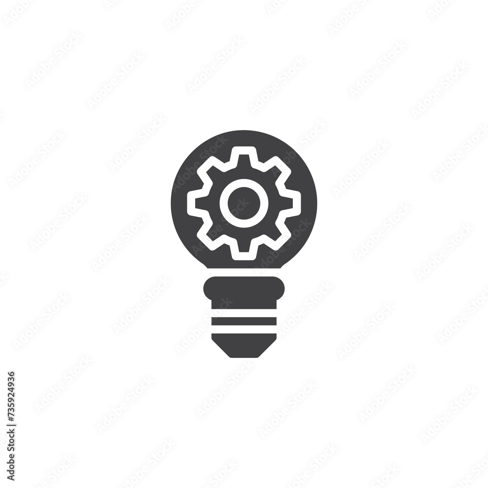 Lightbulb with a gear vector icon Lightbulb with a gear vector icon