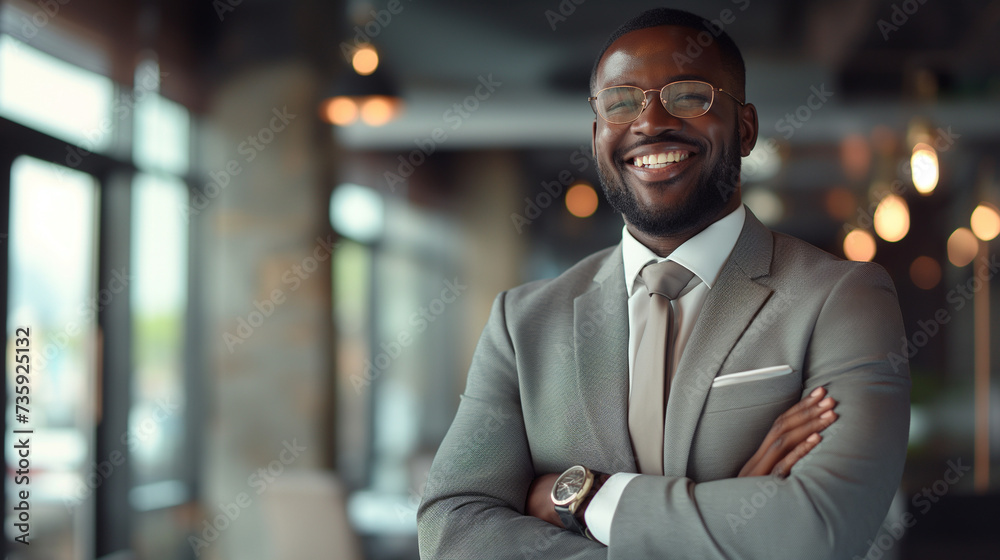 Confident Businessman Standing With Arms Crossed
