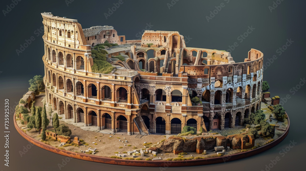 Miniature Roman Colosseum in Sunset