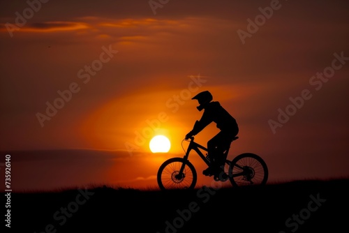 Wallpaper Mural rider and bike silhouetted against setting sun Torontodigital.ca