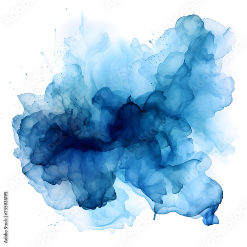 vibrant laundered aquarelle cobalt water white brush wet ink blob paint isolated blotch stroke Vivid aquarelle watercolor blue