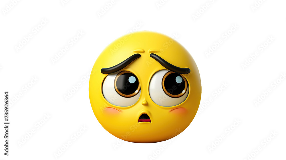 emoji frowning sad face 3d rendering on transparent background
