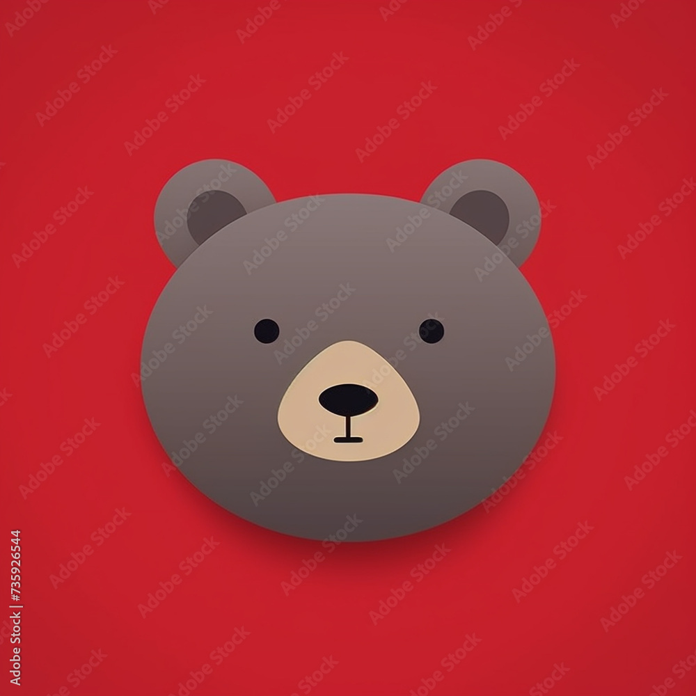 Fototapeta premium flat logo design bear head solid color.
