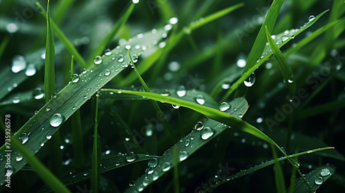 Dew-covered blades of grass
