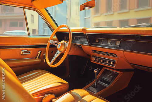 Interior of an old retro car © tribalium81