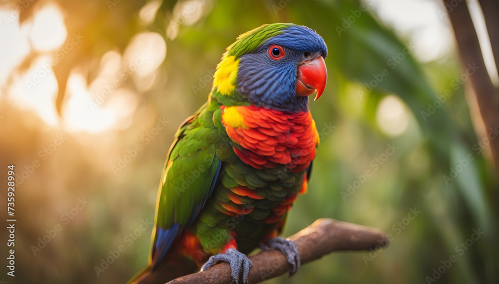 Naklejka premium Photo of a parrot in the jungle, wild photography