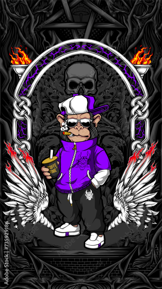 awesome cool monkey illustration for your print project awesome cool monkey illustration for your print project